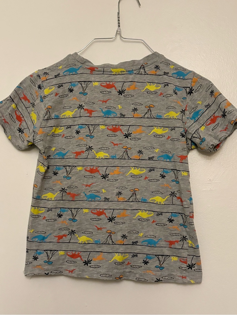 Gray Kids Dinosaur Print Tee with Multicolor Accents 👕
